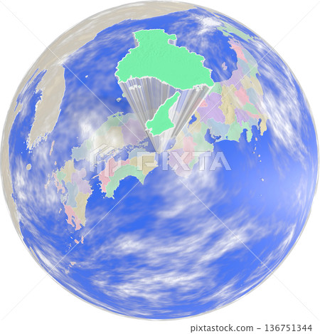 從地球上空看到的兵庫縣行星狀地圖 從地球上空看到的兵庫縣行星狀地圖 136751344
