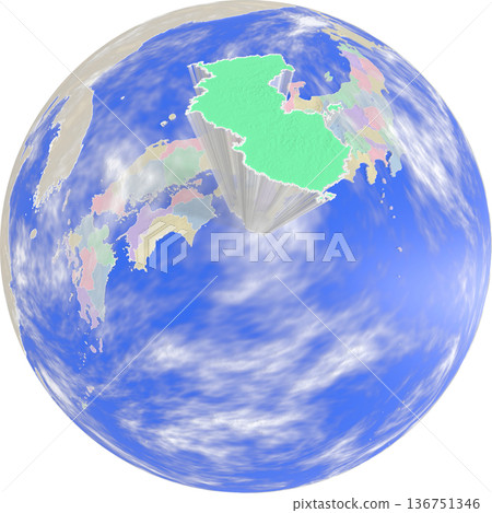 A planet-like map of Wakayama Prefecture seen from above A planet-like map of Wakayama Prefecture seen from above 136751346