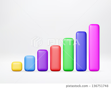Colorful 3d bar chart showing growth 136751748