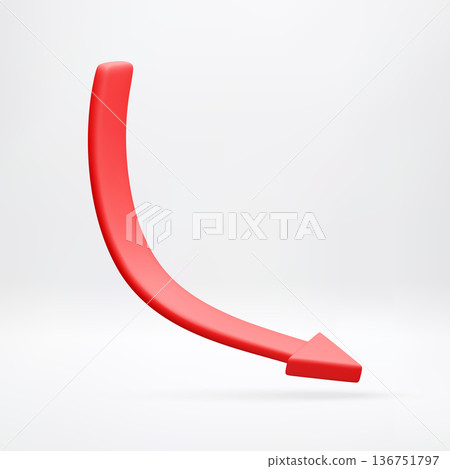 Red 3D arrow pointing downward for crisis 136751797