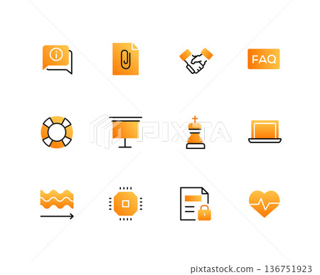 Technical support and business - set of line design style icons Technical support and business - set of line design style icons 136751923