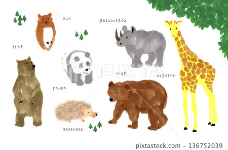 手繪動物插畫集 136752039