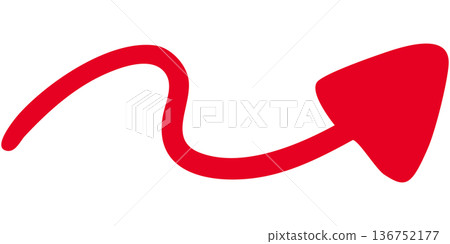 Illustration of a single-line hand-drawn arrow 4 (red) 136752177