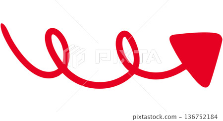 Illustration of a single-line hand-drawn arrow 11 (red) Illustration of a single-line hand-drawn arrow 11 (red) 136752184