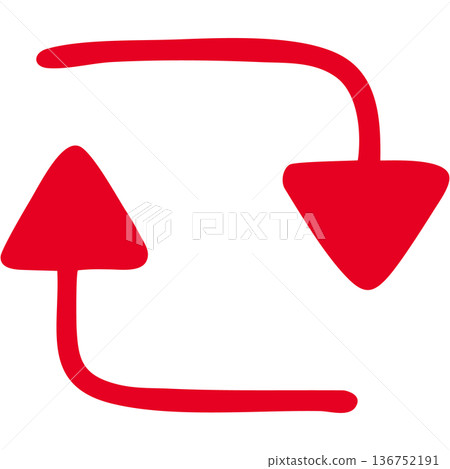 Illustration of a single-line hand-drawn arrow 18 (red) Illustration of a single-line hand-drawn arrow 18 (red) 136752191