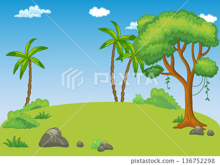 Natural landscape with tropical trees cartoon vector illustration Natural landscape with tropical trees cartoon vector illustration 136752298