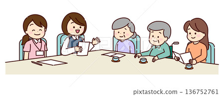 A family consulting about long-term care insurance services A family consulting about long-term care insurance services 136752761