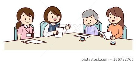 A family consulting about long-term care insurance services A family consulting about long-term care insurance services 136752765