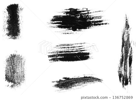 Abstract brushstrokes of black paint with jagged edges, various shapes 136752869