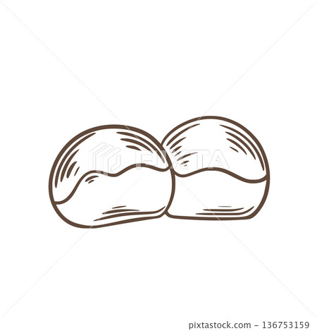 Small round buns, doodle sketch style illustration Small round buns, doodle sketch style illustration 136753159