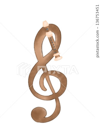 Musical notes with recorder 136753451