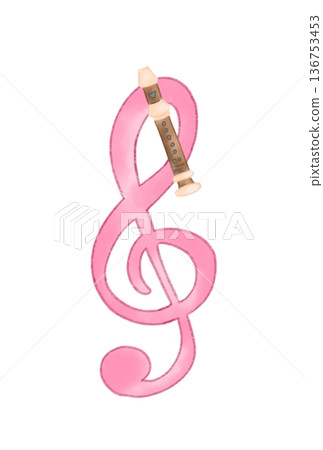 Musical notes with recorder 136753453