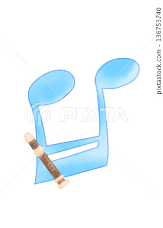 Musical notes with recorder 136753740