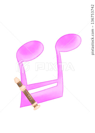 Musical notes with recorder 136753742