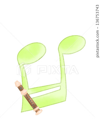 Musical notes with recorder 136753743
