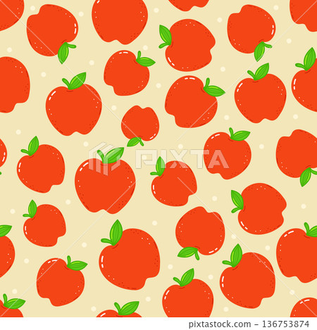 Red apples seamless pattern, fruit illustration background design Red apples seamless pattern, fruit illustration background design 136753874