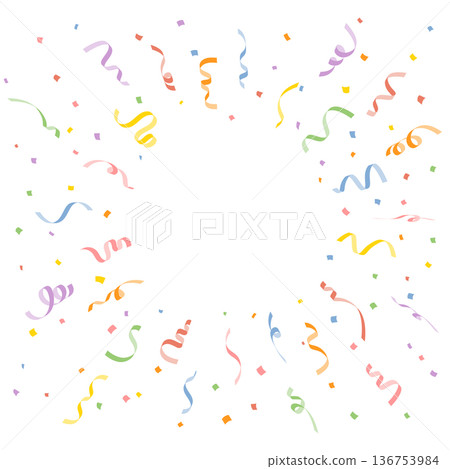 Confetti and curled ribbon background material (with copy space) 136753984