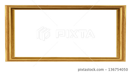 Golden wood frame on white background 136754050