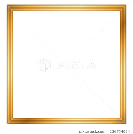 Elegant golden frame with blank center on white background 136754054