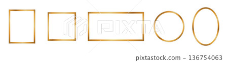 Elegant gold frames collection: rectangle and circle designs 136754063