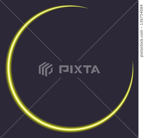 Glowing yellow crescent shape on dark background 136754084