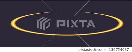 Glowing yellow ring on dark background Glowing yellow ring on dark background 136754087