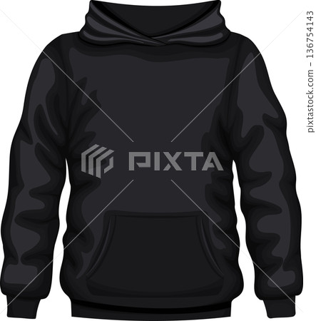 Black hoodie design with front pocket and hoodie details 136754143