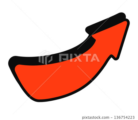 Bold red upward arrow icon on white background Bold red upward arrow icon on white background 136754223