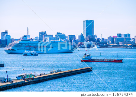 Japan's Yokohama cityscape: rare and new sights. Views of Asuka II, Marine Rouge, Reiwa, Base Gate Yokohama Kannai Tower, and more. Japan's Yokohama cityscape: rare and new sights. Views of Asuka II, Marine Rouge, Reiwa, Base Gate Yokohama Kannai Tower, and more. 136754374