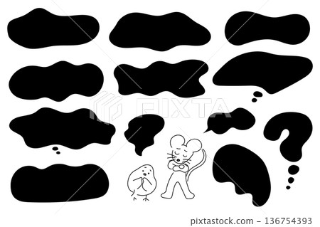 Horizontal worries and dissatisfaction speech bubble squiggly frame set 136754393