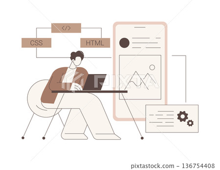 Hybrid mobile app isolated cartoon vector illustrations. 136754408