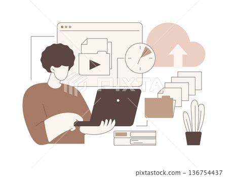 Upload files isolated cartoon vector illustrations. Upload files isolated cartoon vector illustrations. 136754437