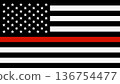 USA flag with thin red line firefighter support 136754477