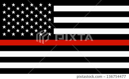 USA flag with thin red line firefighter support USA flag with thin red line firefighter support 136754477