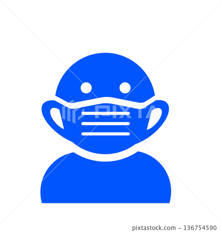 Icon of a person wearing a mask (blue) Icon of a person wearing a mask (blue) 136754590