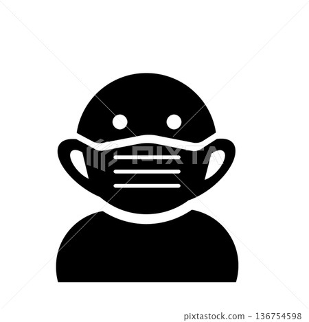 戴口罩的人的圖示（黑色） 136754598