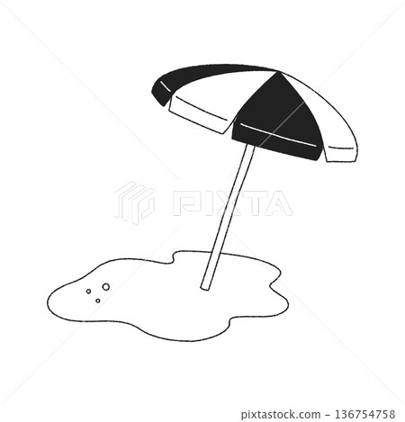 簡單的手繪沙灘傘插圖 簡單的手繪沙灘傘插圖 136754758