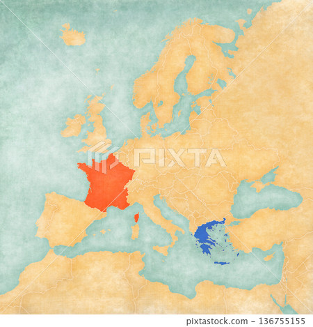 Map of Europe - France and Greece Map of Europe - France and Greece 136755155
