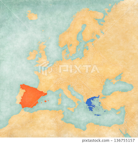 Map of Europe - Spain and Greece Map of Europe - Spain and Greece 136755157