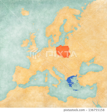 Map of Europe - Poland and Greece 136755158