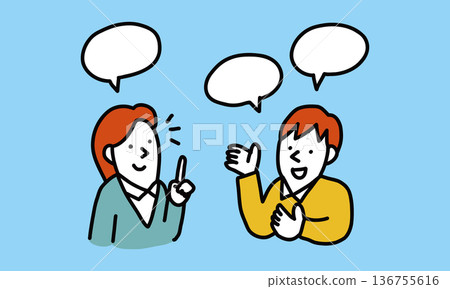 一幅插圖，描繪了一男一女正在討論他們的憂慮和擔憂。 136755616