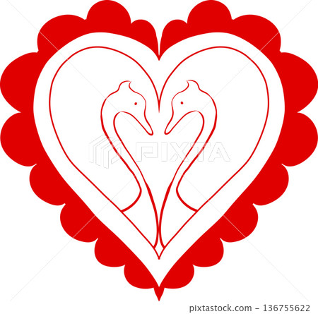 Wedding card, vector swans, Slavic, heart, love. Wedding card, vector swans, Slavic, heart, love. 136755622