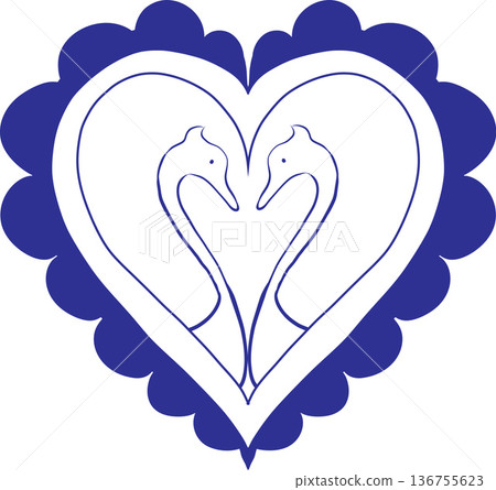 Wedding card, vector swans, Slavic wedding, heart, love. Wedding card, vector swans, Slavic wedding, heart, love. 136755623