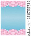 Vertical frame of cherry blossoms on a blue background 136755739