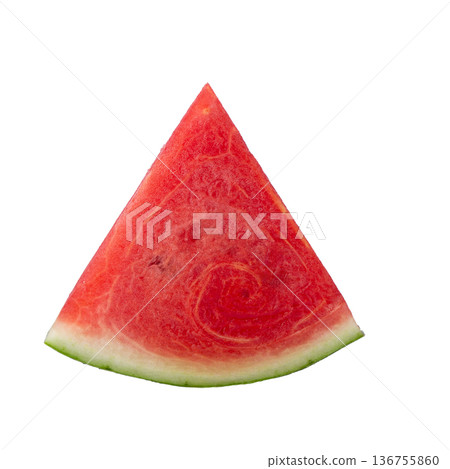 Slices of Ripe Watermelon on a Plate. Triangular watermelon slices. Healthy food concept 136755860