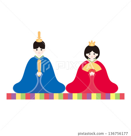 可愛的雛人偶插畫 136756177