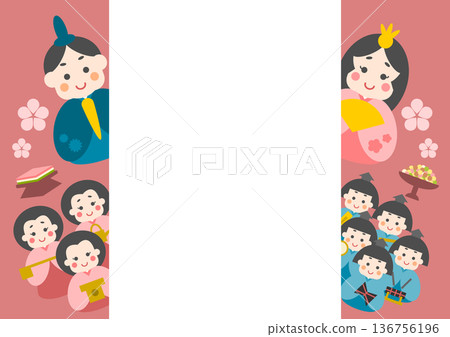 Cute Hina doll frame for Hinamatsuri Cute Hina doll frame for Hinamatsuri 136756196