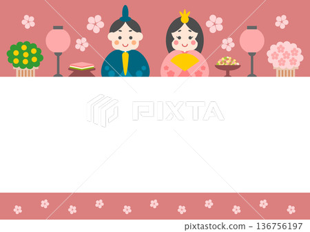 Cute boy and girl dolls frame for Hinamatsuri Cute boy and girl dolls frame for Hinamatsuri 136756197