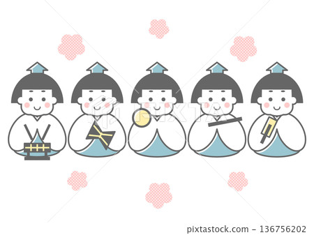 A simple illustration of five musicians performing at Hinamatsuri 136756202