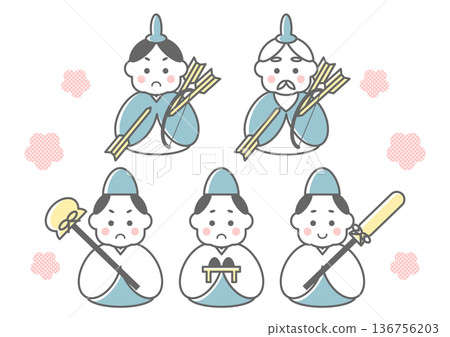 Simple illustration of attendants and servants for Hinamatsuri 136756203